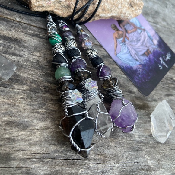 Wire Wrapped Amethyst Cluster Point Wand / Necklace / Oddity - Picture 13 of 13